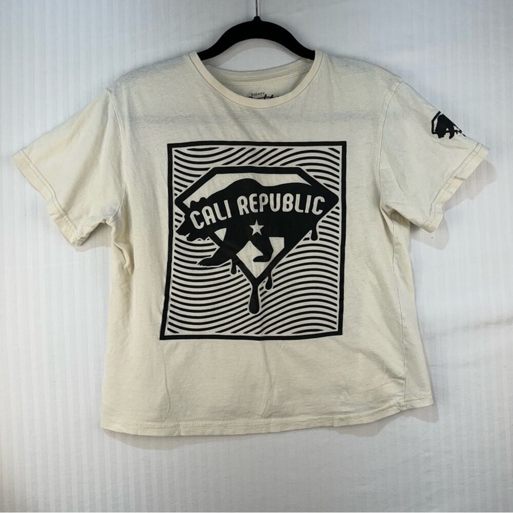 Eighty Eight White “Cali Republic” Star Bear Graphic Tee Shirt Size 14 Medium